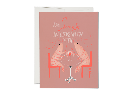 Red Cap Cards - Shrimply love greeting card