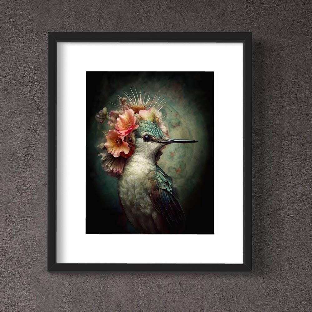 Salty Alyce - Hummingbird with Pink Flowers Painting Wall Art 2AS