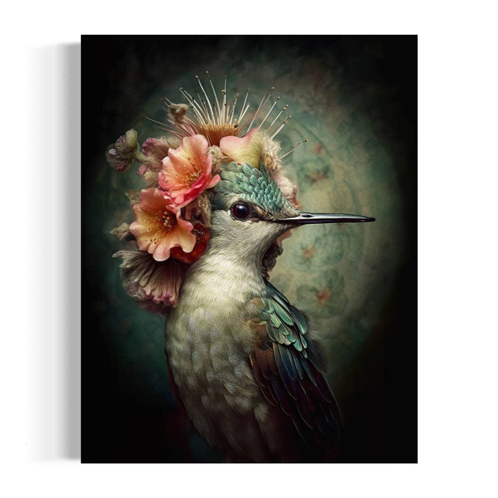 Salty Alyce - Hummingbird with Pink Flowers Painting Wall Art 2AS