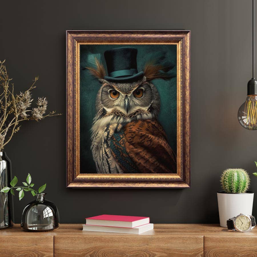 Salty Alyce - Gentleman Owl Vintage Portrait Wall Art AXS58