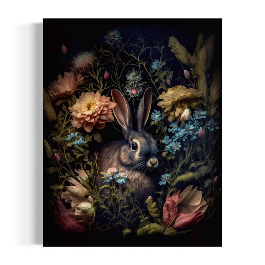 Salty Alyce - Rabbit in Floral Antique Painting Wall Decor AS138