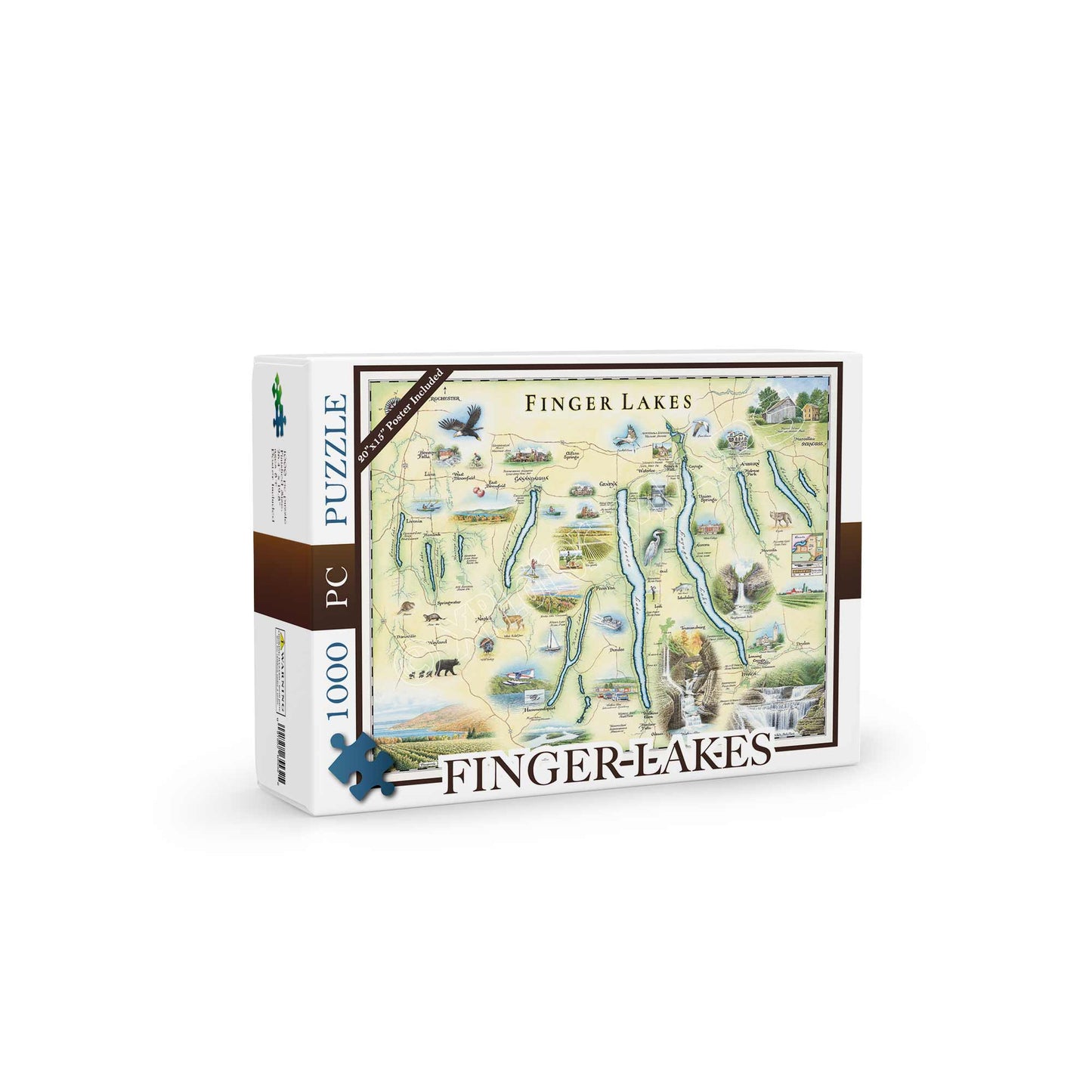 Finger Lakes, New York Map Cardboard Puzzle - 1000-Piece