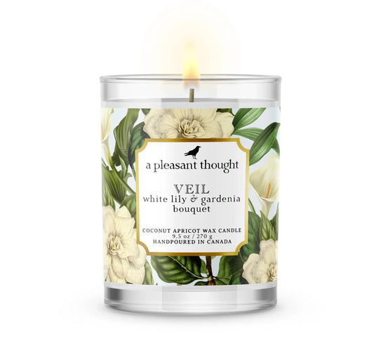 Veil | White Lily & Gardenia Bouquet | Candle: Wood - A Pleasant Thought