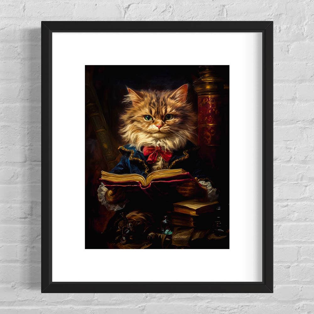 Salty Alyce - Baroque Cat Reading a Book Art Print 19AS