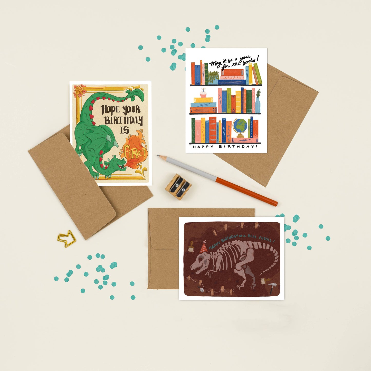 Slightly Stationery - For The Books | Book-lover Shelfie Birthday Card