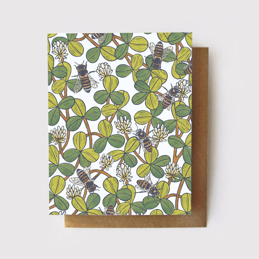 White Clover + Honeybees Everyday Greeting Card: Zero Waste, NO Packaging - Root & Branch Paper Co.