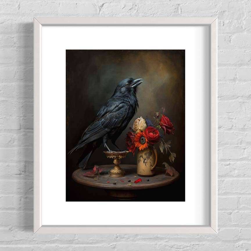 Salty Alyce - Black Raven Still life Painting  Wall Art AS164