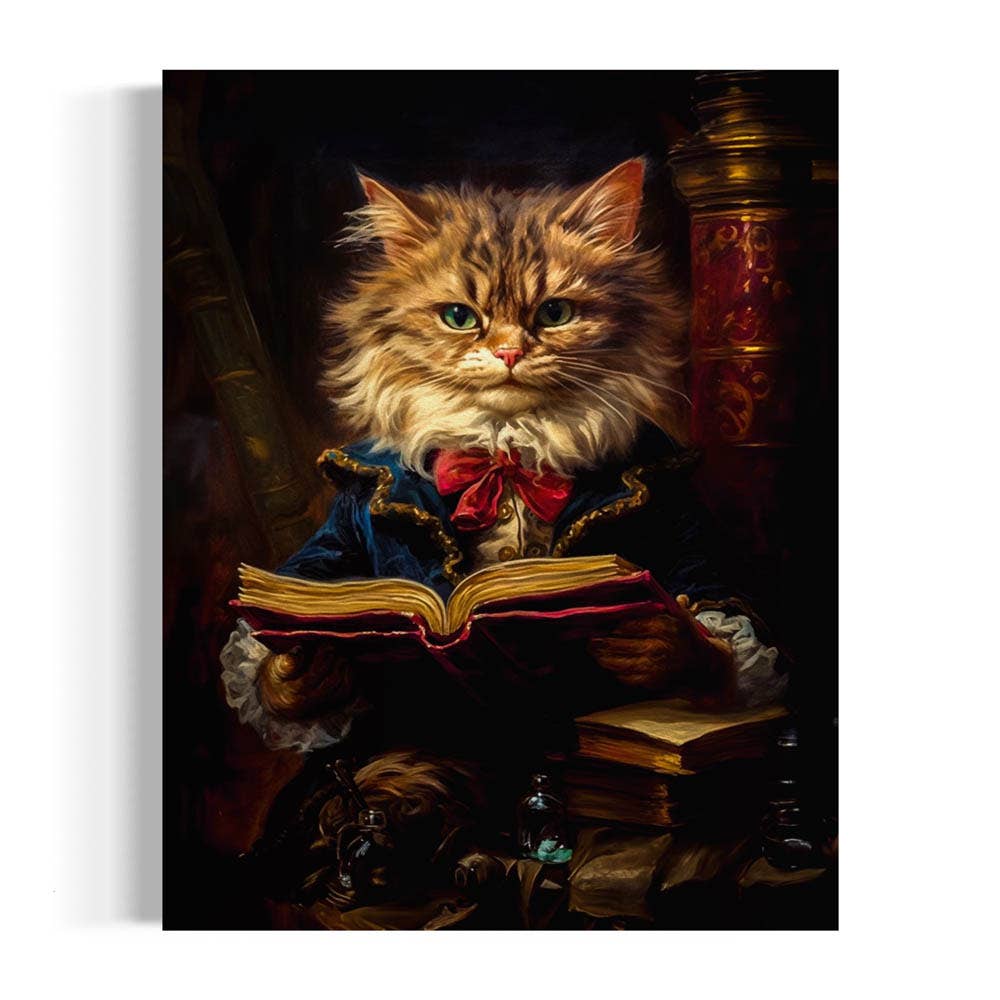 Salty Alyce - Baroque Cat Reading a Book Art Print 19AS