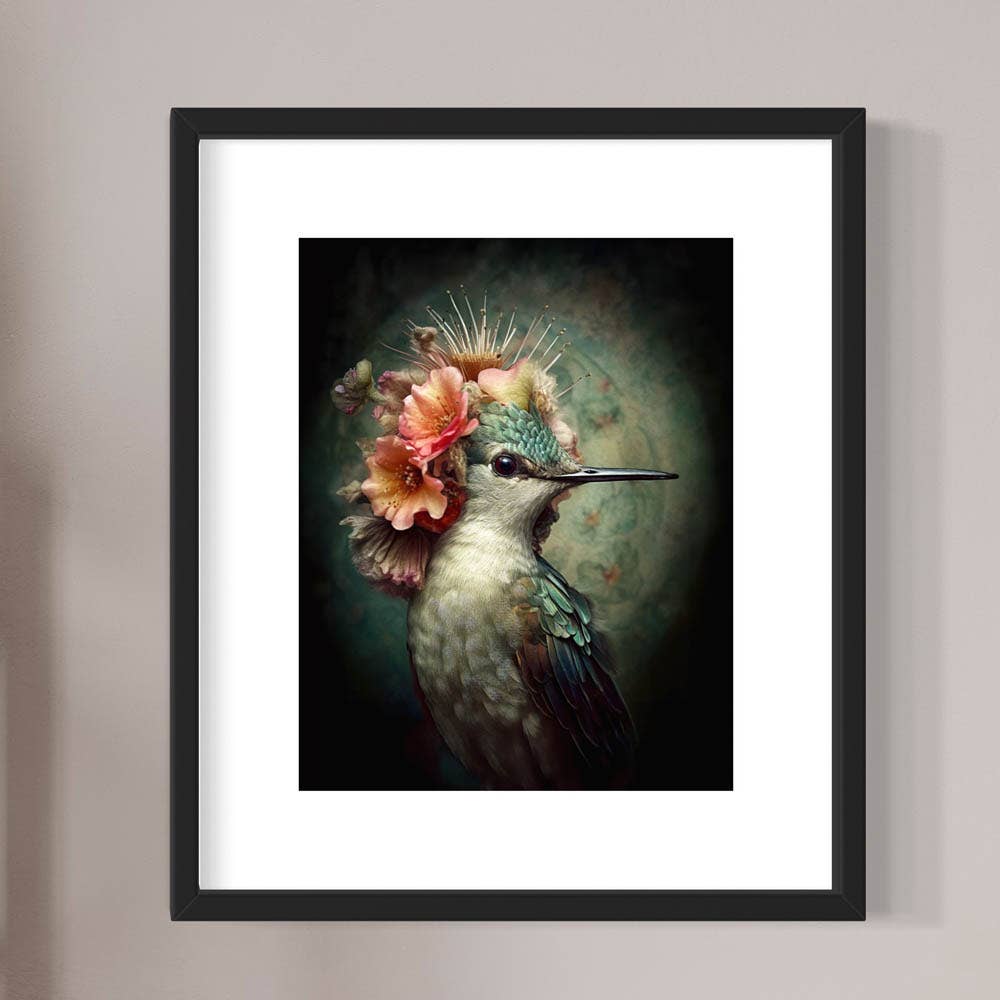 Salty Alyce - Hummingbird with Pink Flowers Painting Wall Art 2AS