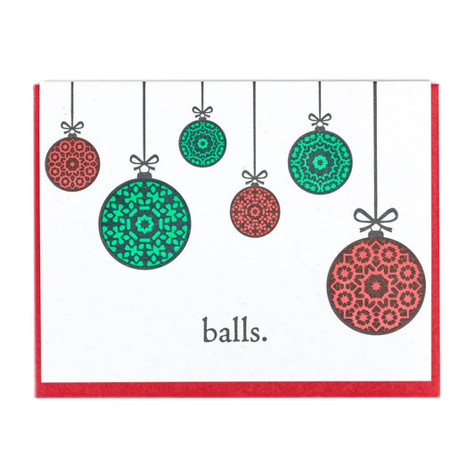 Lady Pilot Letterpress - Balls Holiday Greeting Card