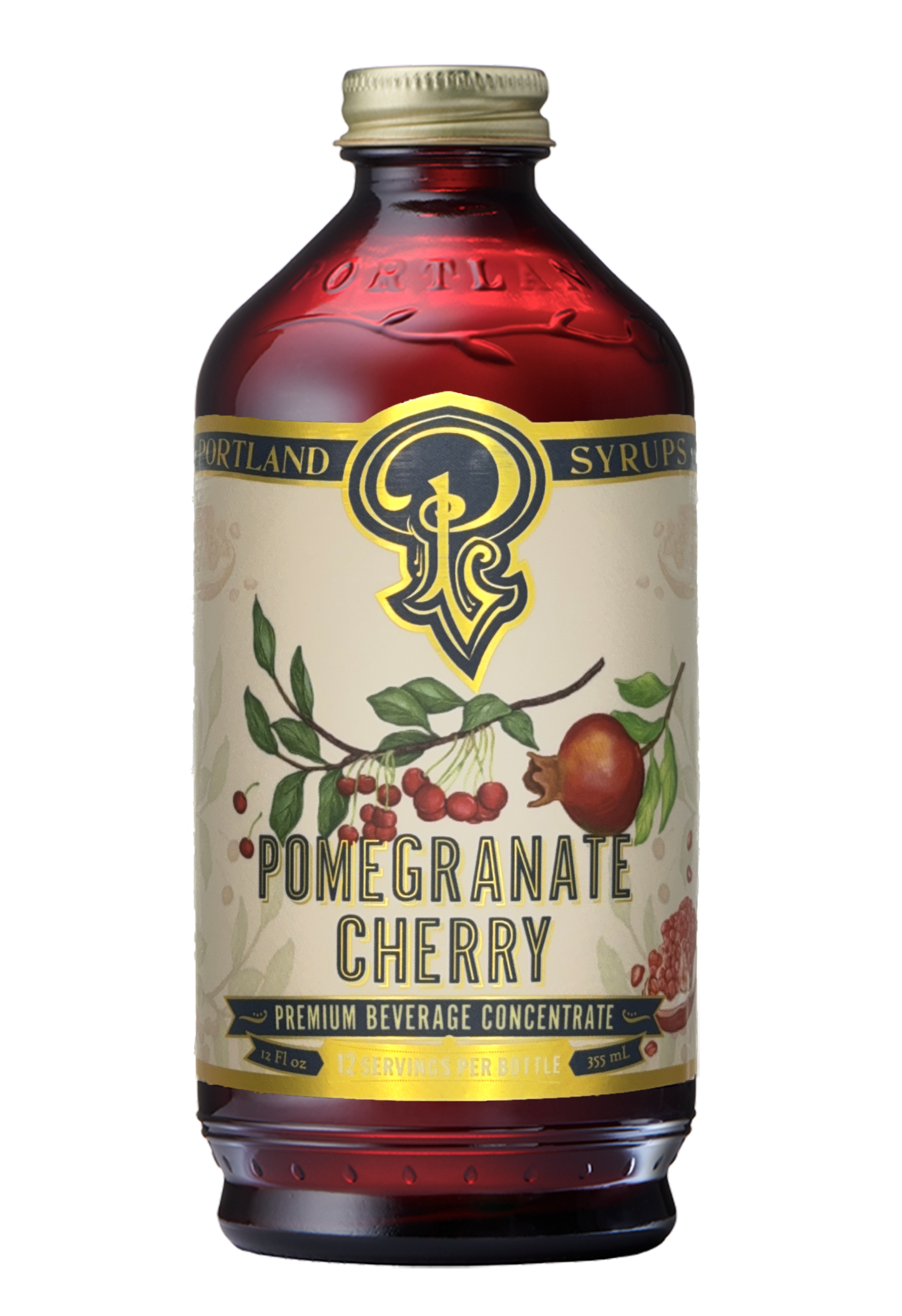 Portland Syrups - Pomegranate Cherry Syrup 12oz - Cocktail/Mocktail Mixer