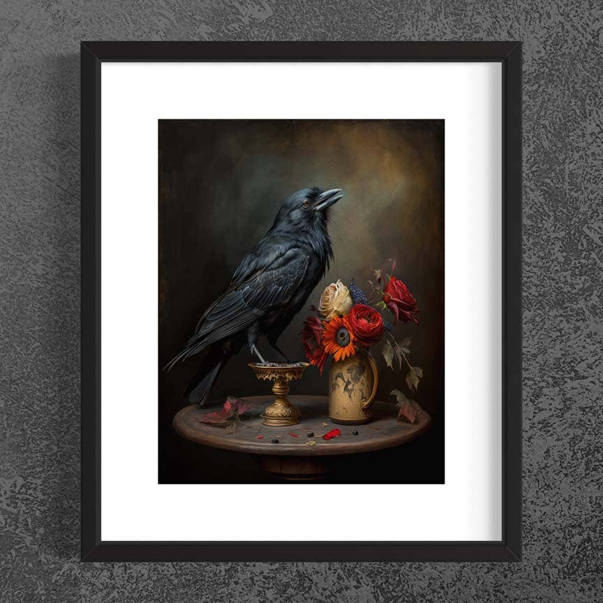 Salty Alyce - Black Raven Still life Painting  Wall Art AS164