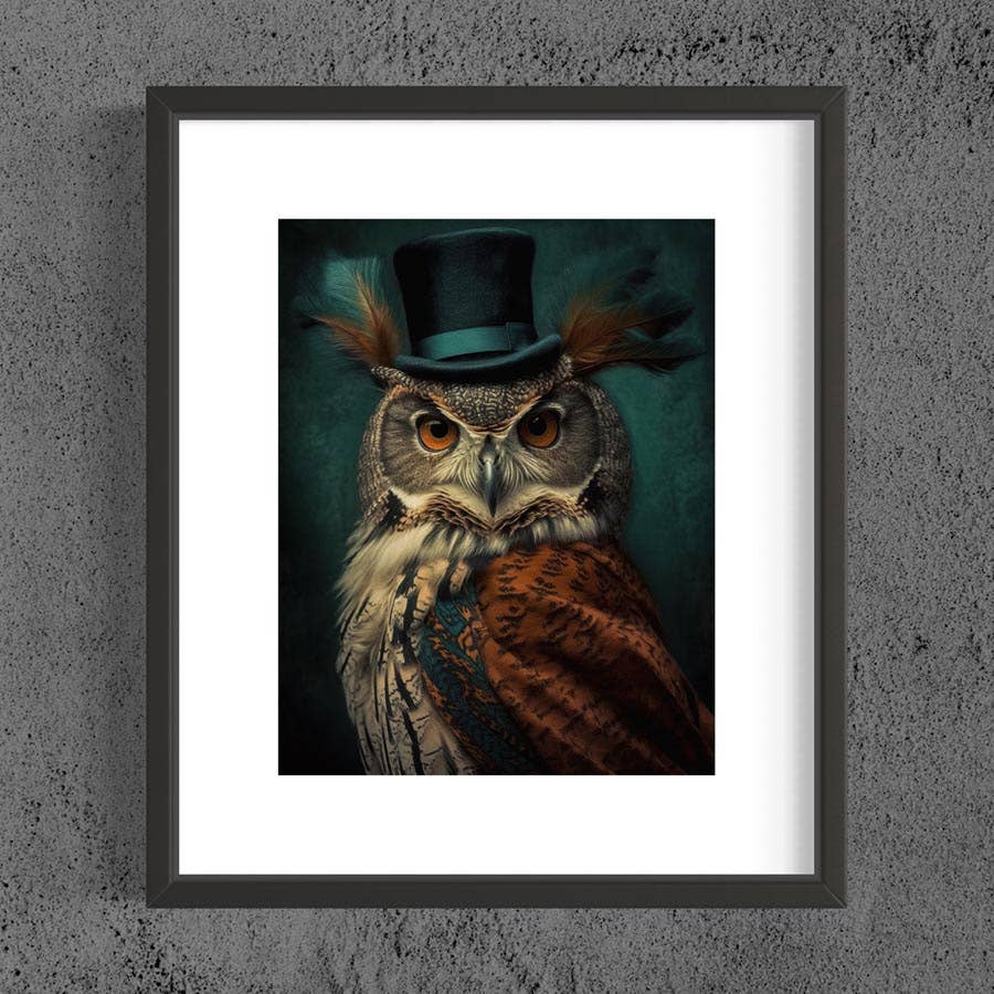 Salty Alyce - Gentleman Owl Vintage Portrait Wall Art AXS58