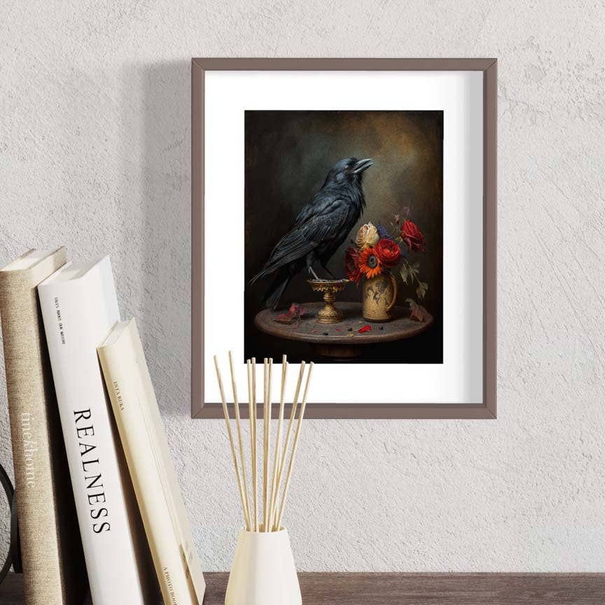 Salty Alyce - Black Raven Still life Painting  Wall Art AS164