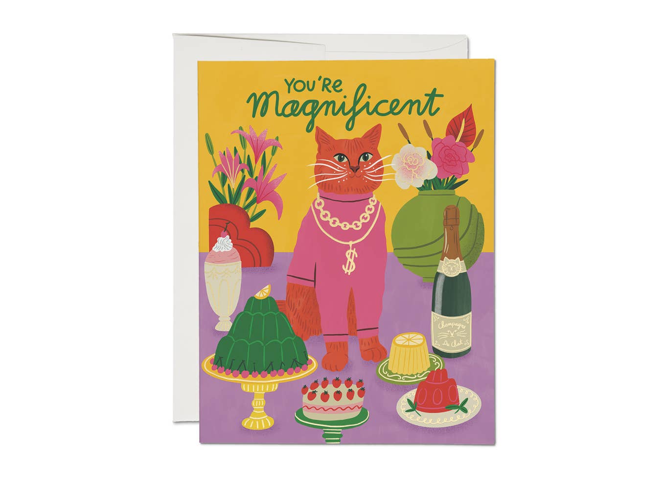 Red Cap Cards - Magnificent Cat friendship greeting card: Singles