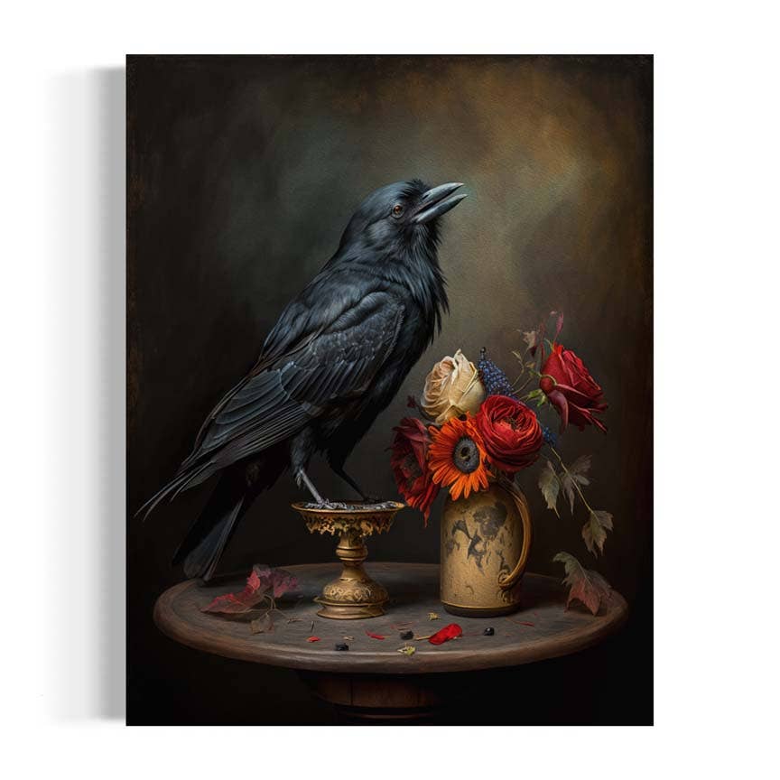 Salty Alyce - Black Raven Still life Painting  Wall Art AS164