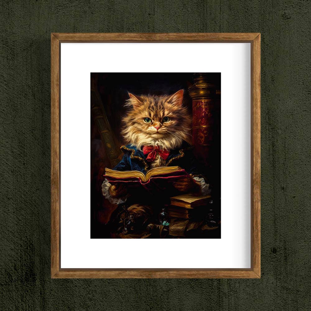 Salty Alyce - Baroque Cat Reading a Book Art Print 19AS