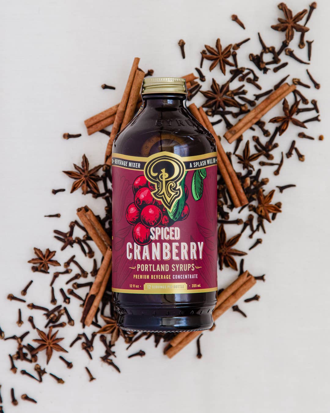 Portland Syrups - Spiced Cranberry Syrup 12 oz - cocktail / mocktail drink mix