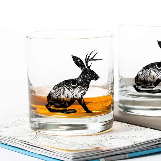 Jackalope Whiskey Glasses - Black Lantern