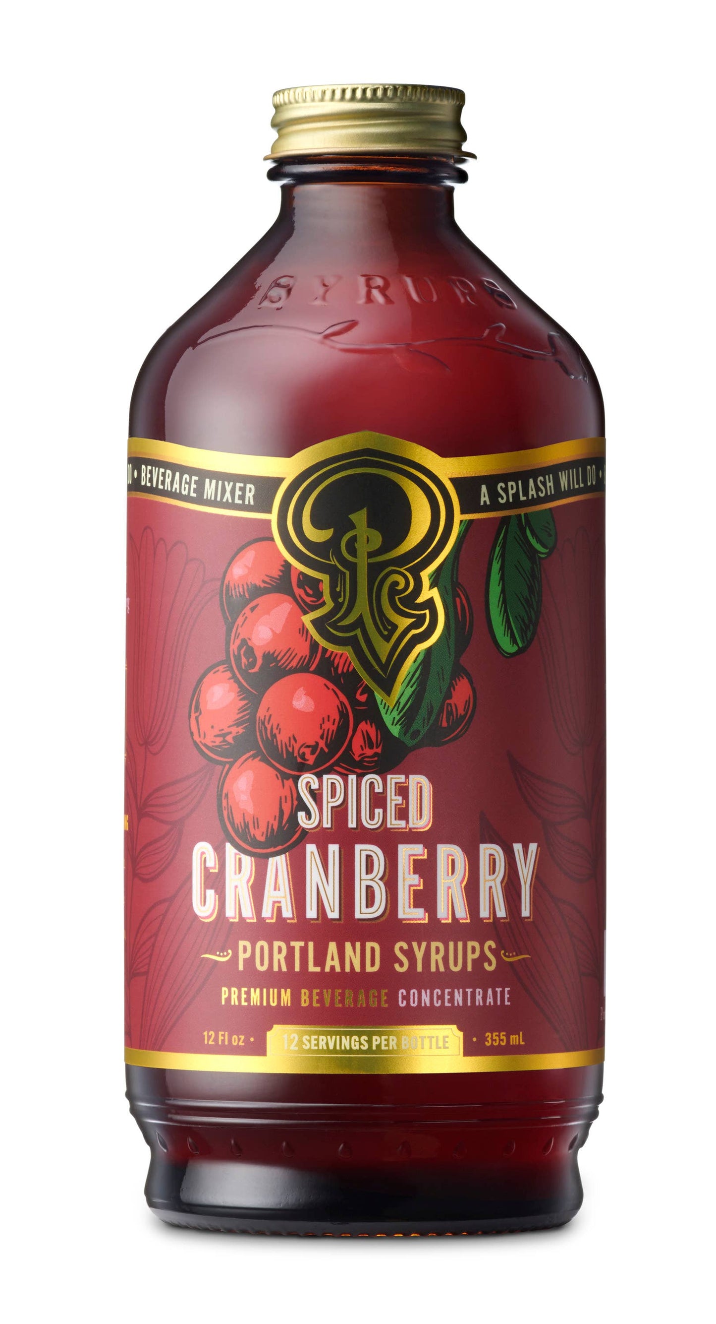 Portland Syrups - Spiced Cranberry Syrup 12 oz - cocktail / mocktail drink mix