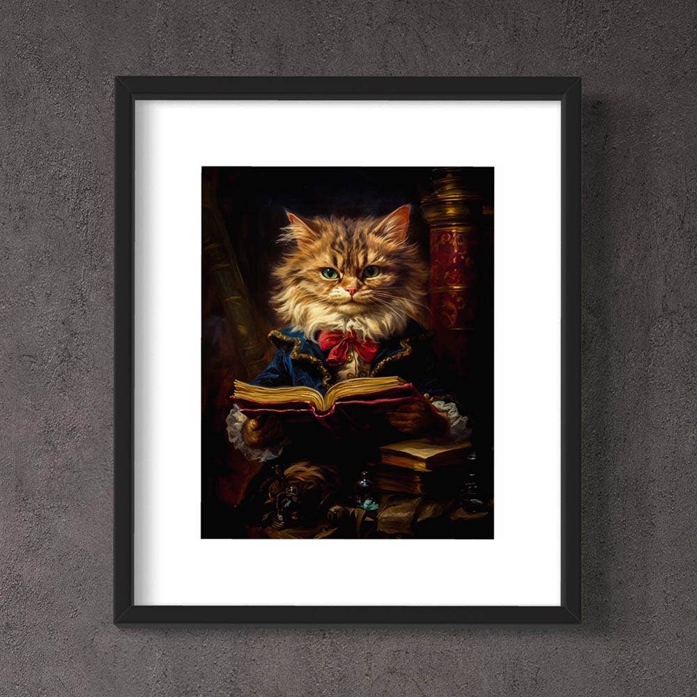 Salty Alyce - Baroque Cat Reading a Book Art Print 19AS