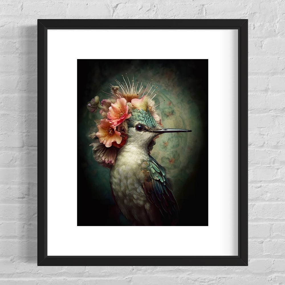 Salty Alyce - Hummingbird with Pink Flowers Painting Wall Art 2AS